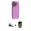 ieg™ iPhone 14 Pro Max Kılıf Siluet Minimal Özel Seri - Siyah Buffer Hayalet Cam Ekran Koruyucu + Bilvis Titan Kamera Lens - GD