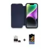 ieg™ iPhone 14 Pro Max Kılıf Siluet Minimal Serisi - Siyah Buffer Hayalet Cam Ekran Koruyucu + Bilvis Titan Kamera Lens - SH