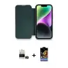 ieg™ iPhone 14 Pro Max Kılıf Siluet Minimal Serisi - Siyah Buffer Hayalet Cam Ekran Koruyucu + Bilvis Titan Kamera Lens - GD