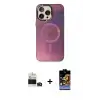 ieg™ iPhone 14 Pro Max Kılıf Siluet Modern Koleksiyonu - Siyah Buffer Hayalet Cam Ekran Koruyucu + Bilvis Titan Kamera Lens - DNMR