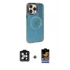 ieg™ iPhone 14 Pro Max Kılıf Siluet Modern Koleksiyonu - Siyah Buffer Hayalet Cam Ekran Koruyucu + PVD Metal Kamera Lens - TU