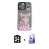 ieg™ iPhone 14 Pro Max Kılıf Siluet Modern Özel Seri - Siyah Bilvis 5in1 5D Magic Hayalet Cam Ekran Koruyucu + PVD Metal Kamera Lens - TU