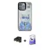 ieg™ iPhone 14 Pro Max Kılıf Siluet Modern Özel Seri - Siyah Bilvis 5in1 5D Magic Hayalet Cam Ekran Koruyucu + Raze Metal Kamera Lens - GD