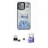 ieg™ iPhone 14 Pro Max Kılıf Siluet Modern Özel Seri - Siyah Bilvis 5in1 5D Magic Hayalet Cam Ekran Koruyucu + Bilvis Titan Kamera Lens - GD
