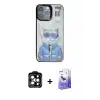 ieg™ iPhone 14 Pro Max Kılıf Siluet Modern Özel Seri - Siyah Bilvis 5in1 5D Magic Hayalet Cam Ekran Koruyucu + PVD Metal Kamera Lens - TU