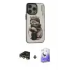 ieg™ iPhone 14 Pro Max Kılıf Siluet Modern Özel Seri - Siyah Bilvis 5in1 5D Magic Hayalet Cam Ekran Koruyucu + Raze Metal Kamera Lens - GD