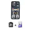 ieg™ iPhone 14 Pro Max Kılıf Siluet Modern Özel Seri - Siyah Bilvis 5in1 5D Magic Hayalet Cam Ekran Koruyucu + PVD Metal Kamera Lens - TU
