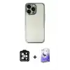 ieg™ iPhone 14 Pro Max Kılıf Vadi Minimal - Siyah Bilvis 5in1 5D Magic Hayalet Cam Ekran Koruyucu + PVD Metal Kamera Lens - TU