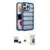 ieg™ iPhone 14 Pro Max Kılıf Yadigar Doku Özel Seri - Siyah 6D Mat Seramik Hayalet Nano Ekran Koruyucu + Bilvis Titan Kamera Lens - GS