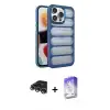 ieg™ iPhone 14 Pro Max Kılıf Yadigar Doku Özel Seri - Siyah Bilvis 5in1 3D Magic Cam Ekran Koruyucu + Raze Metal Kamera Lens - GS