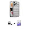 ieg™ iPhone 14 Pro Max Kılıf Yadigar Doku Özel Seri - Siyah Bilvis 5in1 5D Magic Hayalet Cam Ekran Koruyucu + Bilvis Titan Kamera Lens - GD