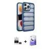 ieg™ iPhone 14 Pro Max Kılıf Yadigar Doku Özel Seri - Siyah Bilvis 5in1 5D Magic Hayalet Cam Ekran Koruyucu + Bilvis Titan Kamera Lens - GD