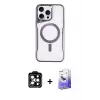 ieg™ iPhone 14 Pro Max Kılıf Yadigar Klasik Özel Seri - Siyah Bilvis 5in1 5D Magic Hayalet Cam Ekran Koruyucu + PVD Metal Kamera Lens - TU