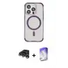 ieg™ iPhone 15 Pro Kılıf Eksen Klasik Koleksiyonu - Siyah Bilvis 5in1 3D Magic Cam Ekran Koruyucu + Raze Metal Kamera Lens - GS