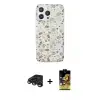 ieg™ iPhone 15 Pro Kılıf Pusula Form - Siyah Buffer Cam Ekran Koruyucu + Raze Metal Kamera Lens - TMGI