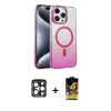 ieg™ iPhone 15 Pro Max Kılıf Ahenk Doku Özel Seri - Siyah Buffer Cam Ekran Koruyucu + PVD Metal Kamera Lens - LT