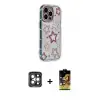 ieg™ iPhone 15 Pro Max Kılıf Ahenk Modern Serisi - Siyah Buffer Cam Ekran Koruyucu + PVD Metal Kamera Lens - GI