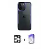 ieg™ iPhone 15 Pro Max Kılıf Akış Çizgi Koleksiyonu - Siyah Bilvis 5in1 3D Magic Cam Ekran Koruyucu + PVD Metal Kamera Lens - GS