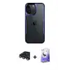 ieg™ iPhone 15 Pro Max Kılıf Akış Çizgi Koleksiyonu - Siyah Bilvis 5in1 5D Magic Hayalet Cam Ekran Koruyucu + Raze Metal Kamera Lens - LT
