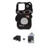 ieg™ iPhone 15 Pro Max Kılıf Akış Yansıma - Siyah Vanessa Magic Cam + Raze Metal Kamera Lens - SH