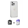 ieg™ iPhone 15 Pro Max Kılıf Eksen Form Serisi - Siyah Bilvis 5in1 3D Magic Cam Ekran Koruyucu + PVD Metal Kamera Lens - TU