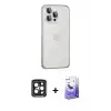 ieg™ iPhone 15 Pro Max Kılıf Eksen Form Serisi - Siyah Bilvis 5in1 5D Magic Hayalet Cam Ekran Koruyucu + PVD Metal Kamera Lens - SH