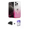 ieg™ iPhone 15 Pro Max Kılıf Eksen Minimal Özel Seri - Siyah Bilvis 5in1 3D Magic Cam Ekran Koruyucu + Raze Metal Kamera Lens - SH