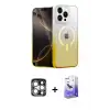 ieg™ iPhone 15 Pro Max Kılıf Eksen Minimal Özel Seri - Siyah Bilvis 5in1 5D Magic Hayalet Cam Ekran Koruyucu + PVD Metal Kamera Lens - GS
