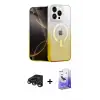 ieg™ iPhone 15 Pro Max Kılıf Eksen Minimal Özel Seri - Siyah Bilvis 5in1 5D Magic Hayalet Cam Ekran Koruyucu + Raze Metal Kamera Lens - TMGI