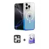ieg™ iPhone 15 Pro Max Kılıf Eksen Minimal Özel Seri - Siyah Bilvis 5in1 5D Magic Hayalet Cam Ekran Koruyucu + PVD Metal Kamera Lens - GS
