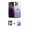 ieg™ iPhone 15 Pro Max Kılıf Eksen Minimal Özel Seri - Siyah Bilvis 5in1 5D Magic Hayalet Cam Ekran Koruyucu + PVD Metal Kamera Lens - GS