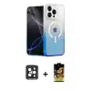 ieg™ iPhone 15 Pro Max Kılıf Eksen Minimal Özel Seri - Siyah Buffer Cam Ekran Koruyucu + PVD Metal Kamera Lens - SH