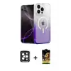 ieg™ iPhone 15 Pro Max Kılıf Eksen Minimal Özel Seri - Siyah Buffer Cam Ekran Koruyucu + PVD Metal Kamera Lens - SH