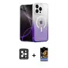 ieg™ iPhone 15 Pro Max Kılıf Eksen Minimal Özel Seri - Siyah Buffer Hayalet Cam Ekran Koruyucu + PVD Metal Kamera Lens - SH