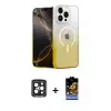 ieg™ iPhone 15 Pro Max Kılıf Eksen Minimal Özel Seri - Siyah Buffer Hayalet Cam Ekran Koruyucu + PVD Metal Kamera Lens - SH