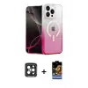 ieg™ iPhone 15 Pro Max Kılıf Eksen Minimal Özel Seri - Siyah Buffer Hayalet Cam Ekran Koruyucu + PVD Metal Kamera Lens - SH