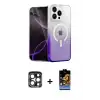 ieg™ iPhone 15 Pro Max Kılıf Eksen Minimal Özel Seri - Siyah Buffer Hayalet Cam Ekran Koruyucu + PVD Metal Kamera Lens - LT