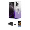 ieg™ iPhone 15 Pro Max Kılıf Eksen Minimal Özel Seri - Siyah Buffer Hayalet Cam Ekran Koruyucu + Raze Metal Kamera Lens - LT