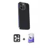 ieg™ iPhone 15 Pro Max Kılıf Kıvılcım Modern Özel Seri - Siyah Bilvis 5in1 5D Magic Hayalet Cam Ekran Koruyucu + PVD Metal Kamera Lens - LT