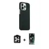 ieg™ iPhone 15 Pro Max Kılıf Kozmos Klasik Prime - Şeffaf 360 Full Body Arka Koruyucu + PVD Metal Kamera Lens - TU