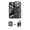 ieg™ iPhone 15 Pro Max Kılıf Nova Asil Prime - Siyah Vanessa Magic Cam + PVD Metal Kamera Lens - GI
