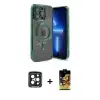 ieg™ iPhone 15 Pro Max Kılıf Nova Işık Özel Seri - Siyah Buffer Cam Ekran Koruyucu + PVD Metal Kamera Lens - SH
