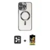 ieg™ iPhone 15 Pro Max Kılıf Nova Işık Özel Seri - Siyah Buffer Cam Ekran Koruyucu + PVD Metal Kamera Lens - SH