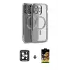 ieg™ iPhone 15 Pro Max Kılıf Nova Işık Özel Seri - Siyah Buffer Cam Ekran Koruyucu + PVD Metal Kamera Lens - SH