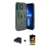 ieg™ iPhone 15 Pro Max Kılıf Nova Işık Özel Seri - Siyah Buffer Cam Ekran Koruyucu + Raze Metal Kamera Lens - TMGI