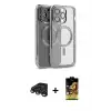 ieg™ iPhone 15 Pro Max Kılıf Nova Işık Özel Seri - Siyah Buffer Cam Ekran Koruyucu + Raze Metal Kamera Lens - TMGI