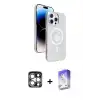 ieg™ iPhone 15 Pro Max Kılıf Nova Modern Prime - Siyah Bilvis 5in1 3D Magic Cam Ekran Koruyucu + PVD Metal Kamera Lens - GS