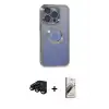 ieg™ iPhone 15 Pro Max Kılıf Pusula Form - Siyah Bilvis 3D Mat Cam Ekran Koruyucu + Raze Metal Kamera Lens - SH