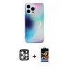 ieg™ iPhone 15 Pro Max Kılıf Pusula Form - Siyah Buffer Hayalet Cam Ekran Koruyucu + PVD Metal Kamera Lens - LT