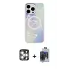 ieg™ iPhone 15 Pro Max Kılıf Pusula Form - Siyah Vanessa Magic Cam + PVD Metal Kamera Lens - GS